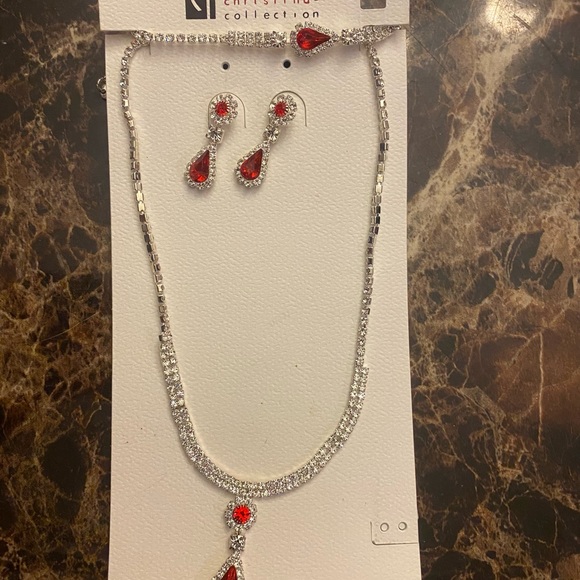 Ruby Red Earring, Bracelet and Necklace Set - Picture 7 of 8